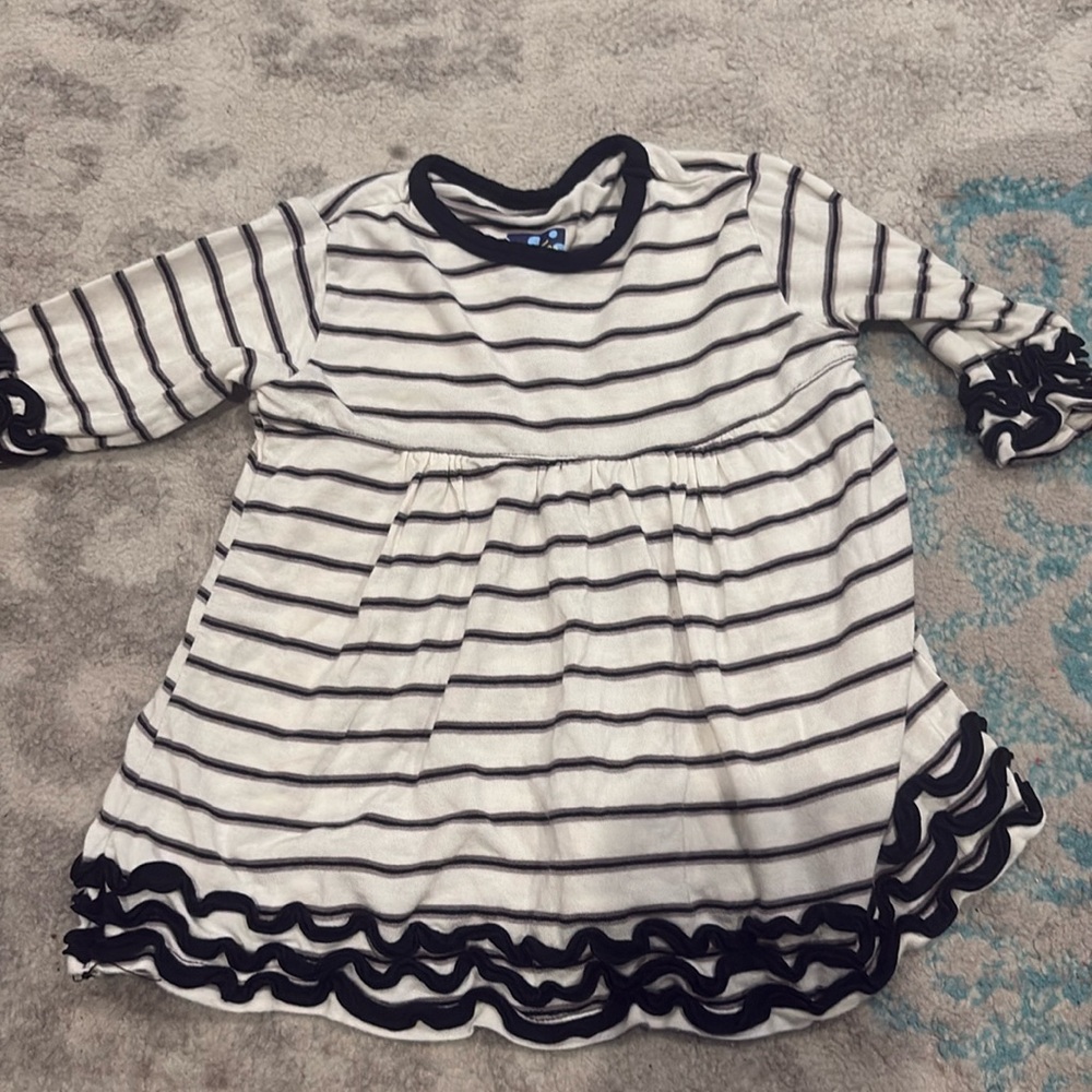 Kickee Pants Black And White Striped Shirt/Dress Sz 12 - 18 mo